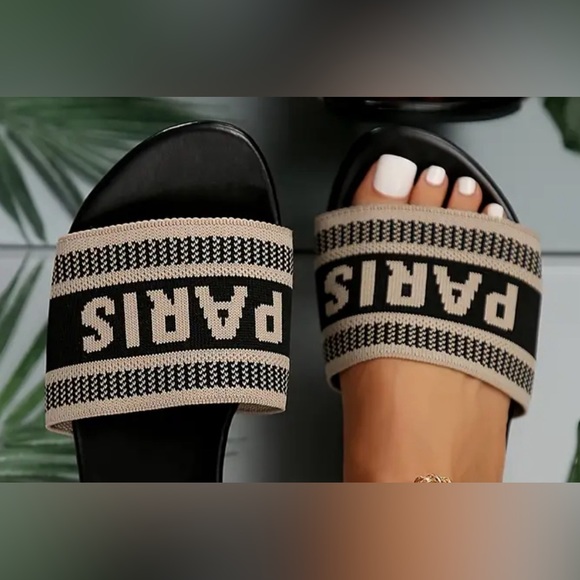 Paris Shoes - New Knit Single Band Slides